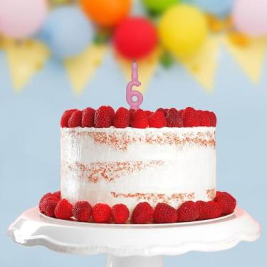 Imagem de Vela de Aniversário Nº 6 Rosa Bebê Combat  Kit com 1 Unidade - Tamaroz