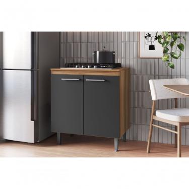 Imagem de Armário De Cozinha Com Balcão E 2 Portas Para Cooktop 4 Bocas Carvalho Grafite