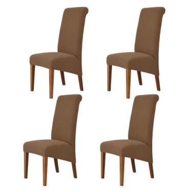 Imagem de Lzyjckh Capa elástica para cadeira de jantar, Capas para cadeiras com encosto alto, Protetor de capa para cadeira Parsons removível e lavável, para sala de jantar, festa,Dark brown,4PCS