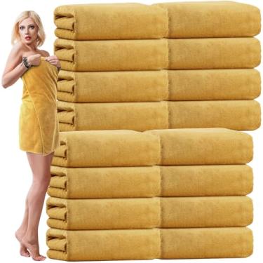 Imagem de SmoothNovelty Pacote com 16 toalhas de banho de microfibra a granel 79 x 152 cm toalha de banho tamanho grande altamente absorvente extra grande secagem macia para chuveiro, verão, praia, salão de