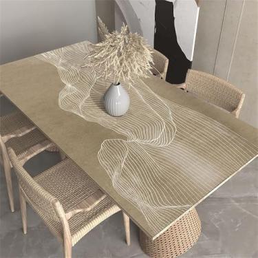 Imagem de Jogo americano de mesa minimalista à prova d'água e à prova de óleo, bege, listrado, para cozinha, decorativo, moderno, de PVC, YHT039, D, 70 x 120 cm
