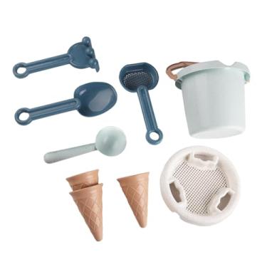 Imagem de Esquirla Conjunto de 9 baldes de areia e pás para praia, itens essenciais para viagem, brinquedo de neve para festa, quintal, jardim, banheira, atividades de