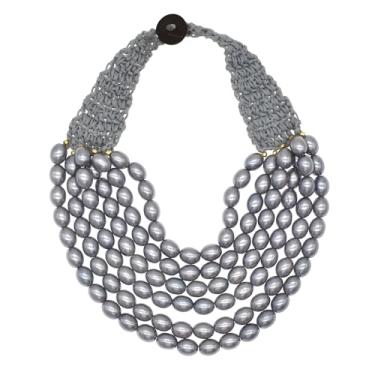 Imagem de Colar de pérola de palha Utop feito à mão com fio de nylon de ouro antigo com contas de cristal de strass