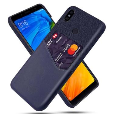 Imagem de Capa para Xiaomi redmi Note 5,Tela e tampa de couro PU,Antideslizante,360°cobertura completa à prova de choque com 1 slot de cartão atrás,Prevenção de queda-Blue