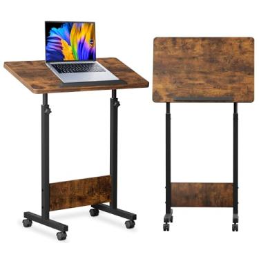 Imagem de KOUPA Mesa de pé ajustável em altura com largura de bolsa de armazenamento de 40 cm de comprimento, 78,7 cm, mesa de suporte móvel portátil com rodas, flip de 360 graus, mesa de laptop para escritório