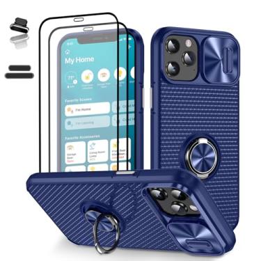 Imagem de ymxdmd Capa de telefone com textura antiderrapante para Apple iPhone 12 Pro Max 6,7 polegadas, capa de câmera deslizante com proteção de privacidade com [2 peças] protetor de tela de corpo inteiro à