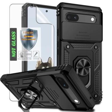 Imagem de AYMECL Capa para Google Pixel 6A com capa para lente da câmera, protetor de tela HD, proteção contra quedas de nível militar, suporte de anel magnético, capa protetora para celular para Google Pixel