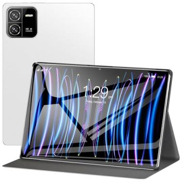 Imagem de Tablet Android 13, 10.1 Polegada, 12GB RAM+512GB ROM, Câmera de 16MP + 32MP, 1920x1200 Tela Processador Octa-Core, GPS, Bateria de 8000mAh, Versão WiFi (Prata)