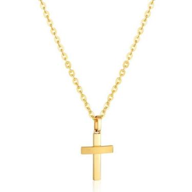Imagem de Corrente Cordão Masculino Diamantado Com Pingente Cruz Ouro 18k - AGAP