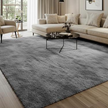 Imagem de Beatriz Enxovais Tapete Felpudo Luxo, 230x200 cm, Base Antiderrapante, Retangular, Macio e Confortável para Sala e Quarto (Cinza)
