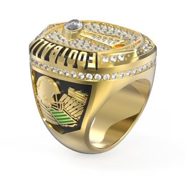 Imagem de TOPSPORTSJEWELRY 1 pacote FFT-01 Jogadores de futebol prêmios esportivos campeões anel anel tamanho 11 presentes de festa de futebol (1, campeão dourado)