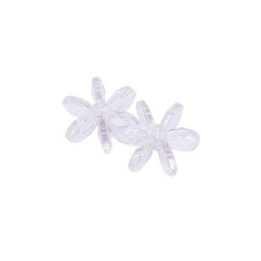 Imagem de Miçanga Passante Flor Acrílico Transparente 6 Pétalas 12mm 100pçs 30g 