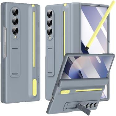 Imagem de NINKI Capa para Samsung Z Fold 4 com suporte para caneta S e Stylus e suporte oculto, capa protetora de tela de dobradiça fosca para celular Samsung Galaxy Z Fold 4 com compartimento e suporte para S