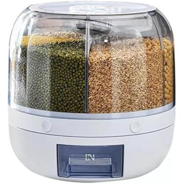 Imagem de Dispenser de Grãos Giratório 6 Divisões – Plástico Resistente, Vedação e Dosador, Arroz, Feijão, graõs e Cereais
