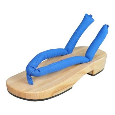 Imagem de Anime unissex cosplay versátil verão tamanco de madeira sapato cosplay japonês Oshitari adereço com 2 pares de meias chinelos, Azul, 38