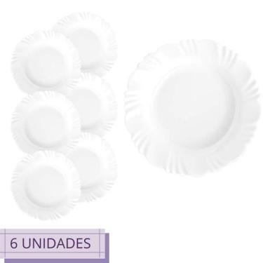 Imagem de Jogo 6 Pratos Branco Petala Fundo 23,5cm  Restaurante Almoço - NADIR F