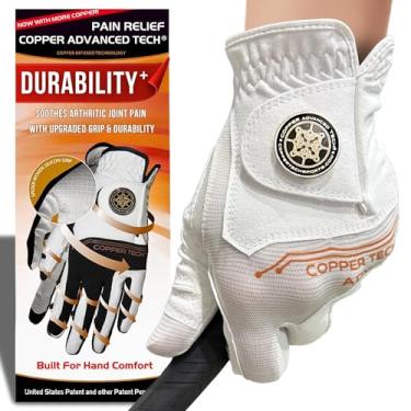 Imagem de Luvas de golfe femininas Copper Advanced Tech 2.0 para golfista destro ou canhoto | Luva de golfe feminina de compressão de cobre com suporte para juntas | Durabilidade resistente a rasgos e aderência