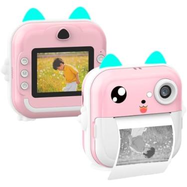 Imagem de Câmera Instantânea Impressora Infantil Filmadora Full Hd Divertida Jogo (Rosa)