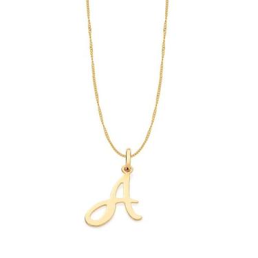 Imagem de Colar Rommanel Banhado Ouro Letra A Grande Elo Grumet 42cm