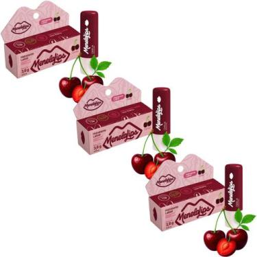 Imagem de Kit 3 Hidratante Labial Cereja 3.6g MenelaLips - HIDRAMAIS