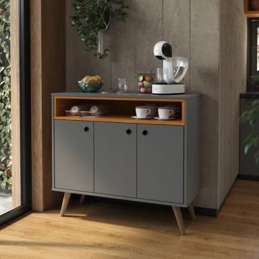 Imagem de Aparador Buffet Retrô Cantinho Do Café Paris 3 Portas Com Pés De PVC -