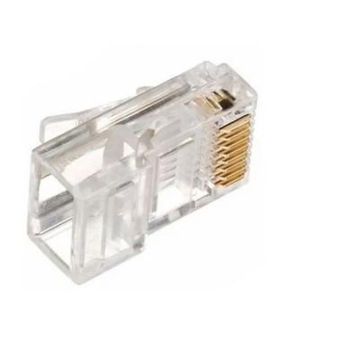 Imagem de 10 UNIDADES = Conector RJ-45 Cat6 GIGA 10/100/1000 MBPS Macho RJ45 CRISTAL TRANSPARENTE