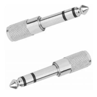 Imagem de Plug Adaptador P2 Fêmea P10 Macho Estéreo Niquelado