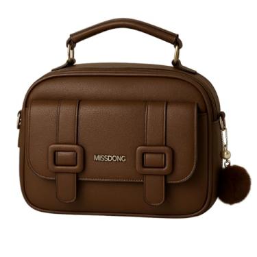 Imagem de Bolsa Bag Feminina Transversal Tiracolo Baú Média Couro Pu QUBCCUM (Café)