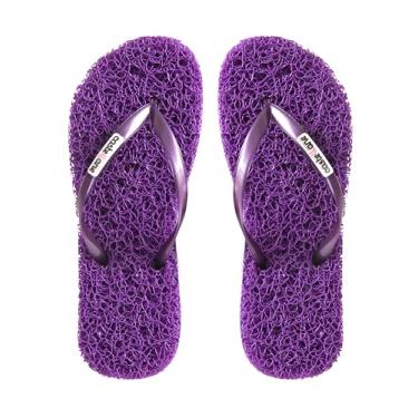 Imagem de Chinelo Casual Conforto indicado para pessoas que sofre com Esporão de Calcâneo, Hiperidrose Plantar, Fascite Plantar e Neuroma de Morton, sensação de estar pisando em um tapete macio, tornando seu caminhar mais confortável a cada passo. (Roxo, 33/34, BR, Adulto, Faixa Numérico, 33, 34)