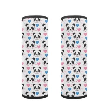 Imagem de Suohuicp Protetor de segurança para carro infantil capa de cinto de segurança almofada almofada crianças correias acessório oceano dinossauro panda tartaruga sereia (Panda Heart Parade)