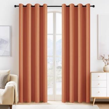 Imagem de PONY DANCE Cortinas blackout laranja queimado 203 cm de comprimento, conjunto de 2 painéis, cortinas de armário com ilhós sólidos com isolamento térmico para porta de armário de quarto, cortinas
