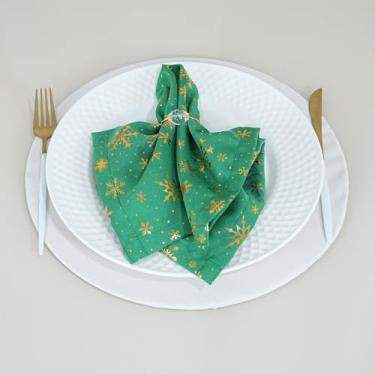 Imagem de Kit 10 Guardanapos Natal Natalino Oxford 42x42cm – Tecido 100% Poliéster – Estampa Natalina Sofisticada para Mesa Posta e Ceia de Natal - Verde