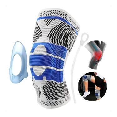 Imagem de Joelheira Articulada Compressão Ortopédica Si Preto E Azul G