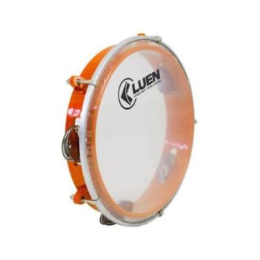 Imagem de Pandeiro Luen 8 Junior Pele Cristal Abs Platinelas De Inox Cor Laranja