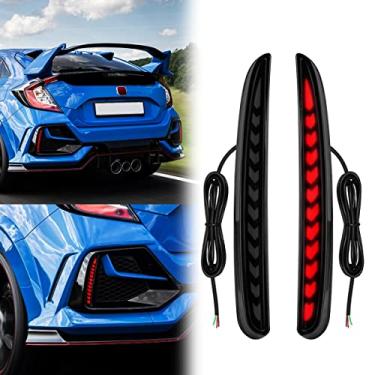 Imagem de AFOGGEST Luzes de para-choque traseiro de lente vermelha para Honda Civic Hatchback 2017-2021, Type-R, luz refletora de LED SI com seta sequencial, lanterna traseira de freio (flecha fumada)