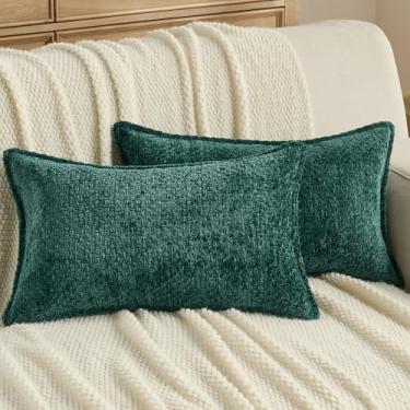 Imagem de FUTEI Conjunto de 2 capas de almofada decorativas azul-petróleo 30,5 x 50,8 cm, fronhas lombares texturizadas macias e granuladas, decoração de casa moderna para sofá-cama sala de estar