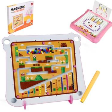 Imagem de Lousa Mágica Magnética 2 em 1 Retrô Infantil Rosa - Castela