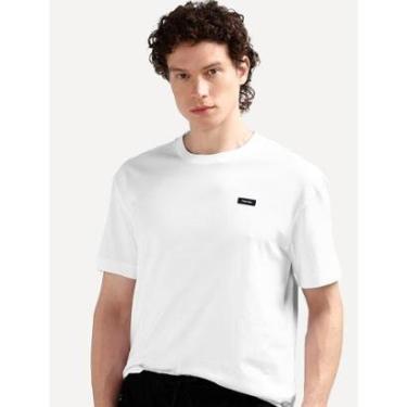 Imagem de Camiseta Calvin Klein Jeans Masculina Egyptian Cotton Rubber Patch Branca-Masculino