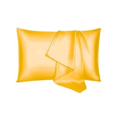 Imagem de Fronha de Cetim Anti Frizz 70x50 – Kit com 2 4 ou 6 Peças Fronhas para Cabelo Cacheado e Pele Macia (Amarela/Dourado,04 fronhas (02 pares))