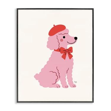 Imagem de Stupell Industries Arte giclée emoldurada branca poodle francês em boina, design de Jessica Beck, 50 x 40 cm
