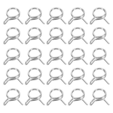 Imagem de HARFINGTON Clipes de mangueira de linha de combustível de fio duplo 9 mm ID 9-10,8 mm OD, 25 peças de clipes de mola de tubo de aço inoxidável para mangueira de ar, tubo de água, motocicleta, scooter