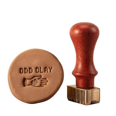 Imagem de Carimbo de cerâmica personalizado com logotipo, ferramenta de latão para cerâmica, exclusivo para ceramistas e artesãos, assinatura (6 cm)