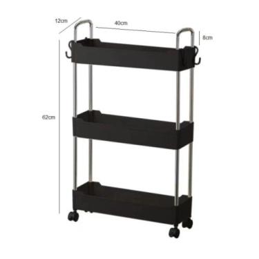 Imagem de Prateleira Multiuso 3 Andares com Rodinhas - GLOBALMIX