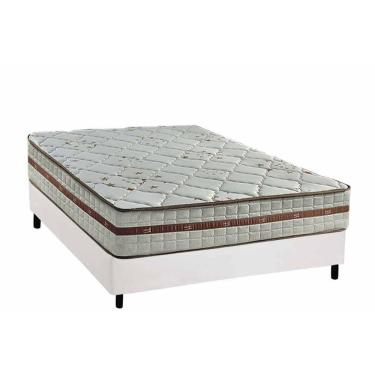 Imagem de Cama Box Casal: Colchão Molas Ensacadas Classic + Base Crc Courano White (138x188)