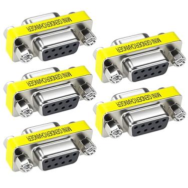 Imagem de OUOU 9 pinos RS232 DB9 macho para fêmea cabo serial mudança de gênero Mini adaptador pacote com 5