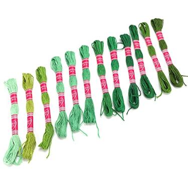 Imagem de Generic Linha de Poliéster, Conjunto de Linha de Bordar Resistente, 12 Peças, Ferramenta Prática de Artesanato para Família, Amigos, Meninos, Meninas, Artesanato Diy (Série Verde)