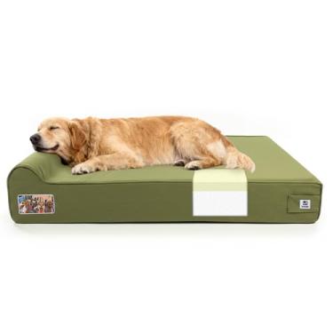 Imagem de Sytopia Cama ortopédica XXL para cães – ao ar livre, colchão de espuma viscoelástica de 18 cm de espessura com travesseiro, capa lavável removível e forro impermeável gratuito – o máximo conforto para