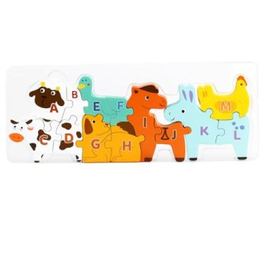 Imagem de Quebra-Cabeça 3D Infantil em MDF Educativo ANIMAIS DA FAZENDA