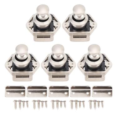 Imagem de banapoy 5 Pces Trava de Botão, Botões de Gaveta de Bloqueio de Armário Sem Chave, Furo de Montagem de 0,79in para Porta de Armário de Gaveta de Rv (Cor Pérola Ni)