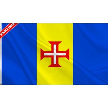 Imagem de HVATLTL Bandeira de barco Madeira com 3 camadas dupla face, 30,5 x 45,7 cm, nylon 220D resistente, cores vivas, Portugal - Bandeiras náuticas Maderianas com 2 ilhós de latão para barco, quadriciclo